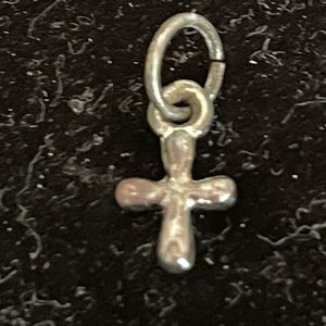 NOT FOR SALE Vintage 1960s sterling silver cross charm pendant with jump hoop #2